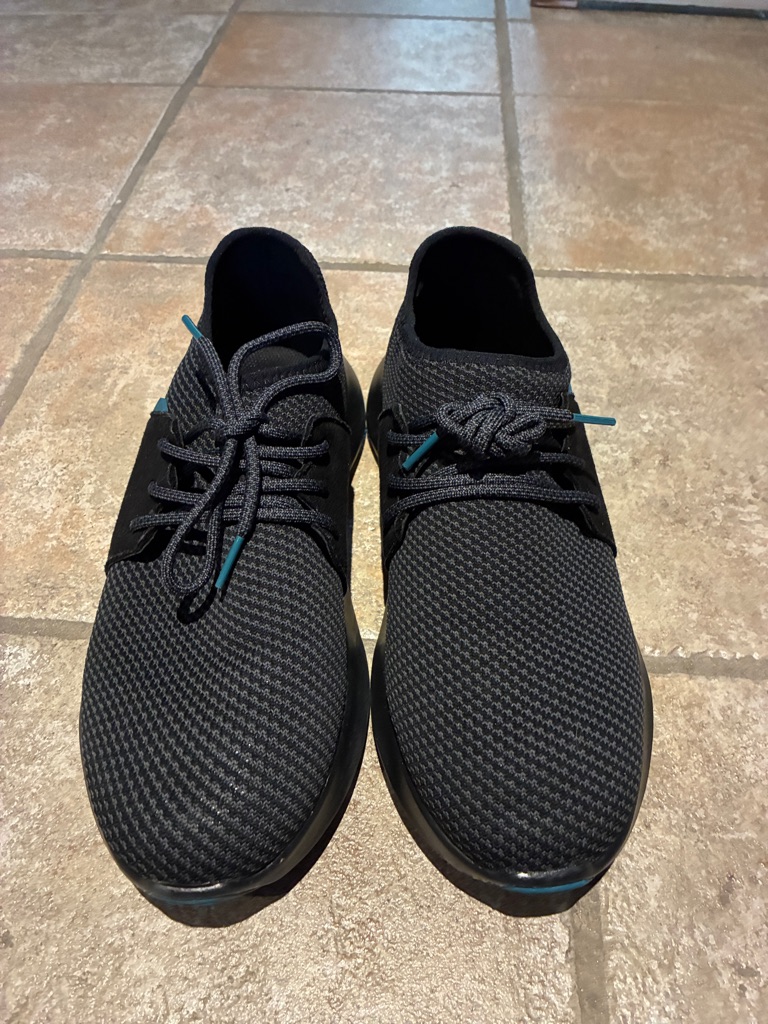 Vessi Black Waterproof Athletic Sneakers With Teal Accents